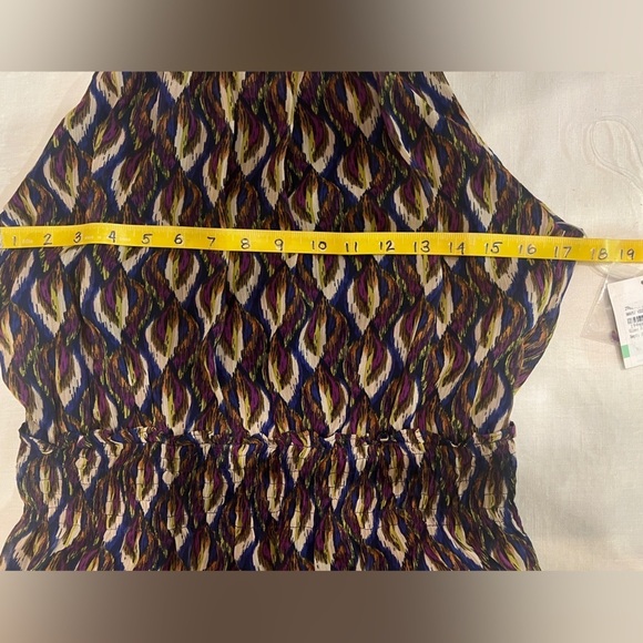 TAYLOR Navy/violet multi halter‎ neck chiffon tiered dress size 8. - Picture 12 of 14